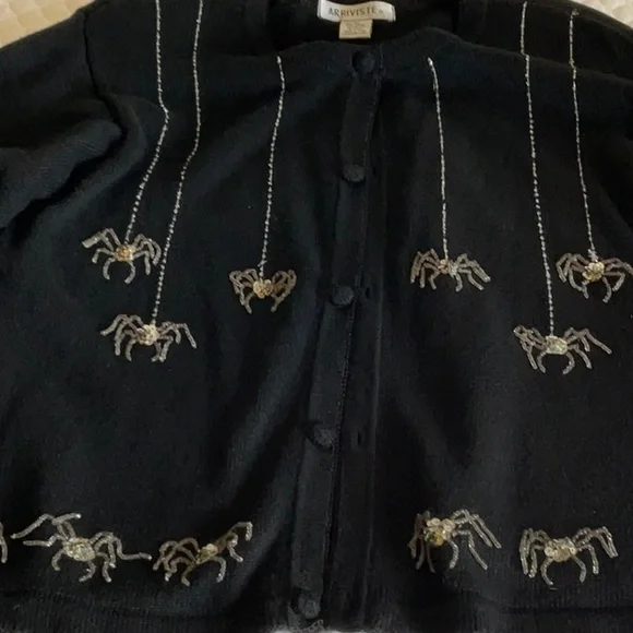 ARRIVISTE Black Cardigan with Silver Spider Accents - Picture 8 of 8